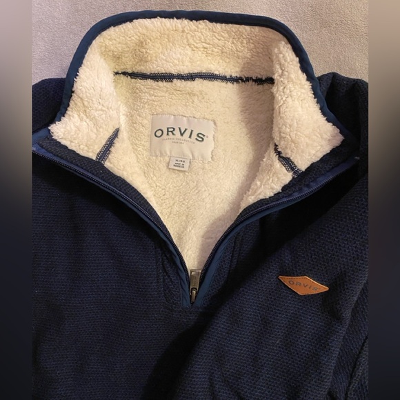 Orvis Fleece lined Sherpa quarter zip pullover. - Picture 2 of 3